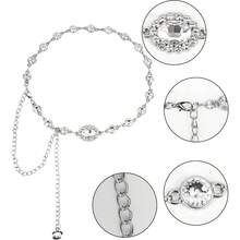 Western Rhinestones Concho Belt Women Cowgirl Chain Belts Dresses Jeans Country Concert Outfit 25u2018u2019 - 45u2018u2019 - 銀色 + 長度 45 英寸 - 查看 4