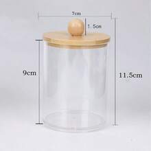 1PC Clear Storage Box ,Cotton Swab Holder Dispenser For Cotton Swabs, Cotton Balls, Cotton Pads, Floss Sticks - Small Clear Plastic Jar Medicinal Bottle Set, Bathroom Essentials Accessory Decorative, Dresser Makeup Organizer - Multicolor - View 2