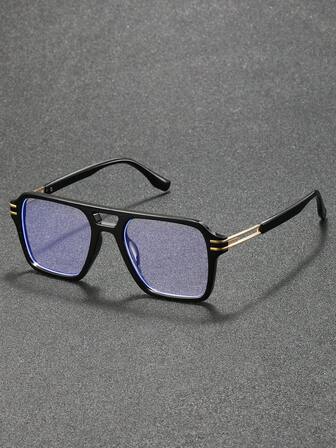 1pc Men Personalized Korean Style Pilot Frame Clear Glasses For Daily Life Outdoor Travel Street-Photography Driving Fishing Office Reading Accessories