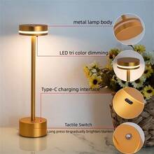 Une lampe de bureau LED en métal simple avec trois températures de couleur et un mode de gradation infini. Convient pour les lampes de chevet de chambre, l'éclairage de bureau, les salles à manger et la décoration d'ambiance des bars. - Lampe à poutre en I - Voir 10