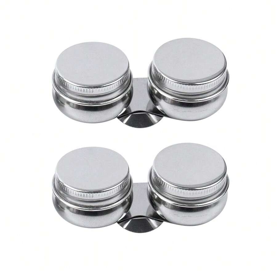 , 2 Pack Stainless Steel Oil Painting Double Palette Cup With Screw Lid Dipper Clip For Watercolor Gouache,Stainless Steel - Stainless Steel - 查看 1