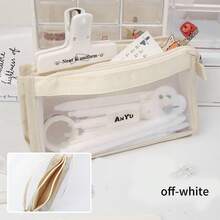 Geantă transparentă cu 5 straturi de plasă, husă pentru creion, husă de depozitare vizibilă cu buzunar, pentru papetărie școlară