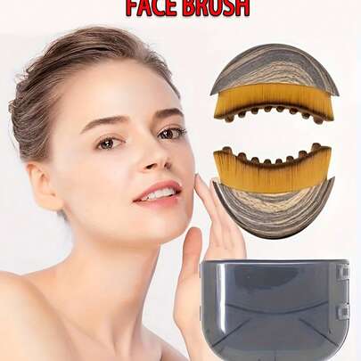 1pc Lymphatic Drainage Facial & Body Massage Brush - A Lymphatic Massage Tool Designed To Sculpt The Face, Chin And Jawline. Ergonomic Design Conforms To Skin, Relieves Fatigue. Includes Storage Case. Features Oval-Shaped And Dry Brushing Heads. Can Be Used For Facial Massage And Cleansing.