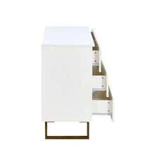 Modern Sideboard And Mirror Set In White – Elegant Combination Of A 6-Drawer Chest Of Drawers With Gold Accents And A Square Wall Mirror (80x80 Cm) – Perfect For Hallway, Bedroom And Living Room - 白色 - 查看 8