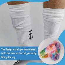 1双迷你不对称水彩足球护腿板，成人套穿式护腿器 - 加厚耐用迷你足球护腿板，适合所有季节 - 彩色 - 查看 7