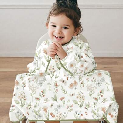 1Pc Long Sleeve Baby Bibs - Babies & Toddlers 6-36 Months - Coverall Baby Led Weaning Bib - Easy Wipe, Soft & Waterproof