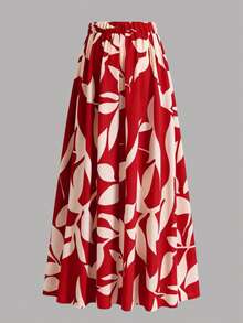 Chân váy chữ A cạp cao in hoa EARO dành cho nữ, thích hợp cho kỳ nghỉ hè, du lịch và mùa xuân. - Đỏ - Xem 4