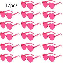 17pcs Stylish And Fun Heart-Shaped Frameless Glasses, Versatile And Sophisticated Color Scheme, Perfect For Bachelor/Bachelorette Parties, Weddings, Birthday Parties, Or Everyday Outfits And Photo Accessories.
