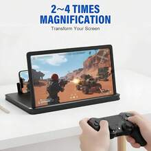 Screen Magnifier For Cell Phone, 2026 Upgrade Big Screen Phone Magnifier, Portable 3D Magnifier Projector, Foldable Stand With Movie Screen Amplifier For Travel (Black, 10 In)