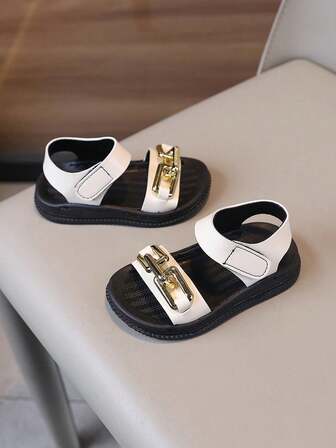 1 par de sandalias de playa suaves y antideslizantes, versátiles y de moda para niñas pequeñas, pantuflas casuales para exteriores para bebés y niños pequeños