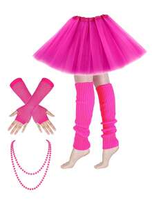 D EXCEED 1 双/4 件装女士露指渔网手套臂套 – 80 年代复古服装配饰 – 适用于 80 年代主题派对、舞蹈表演、舞台演出和圣诞节 - 彩色 - 查看 33