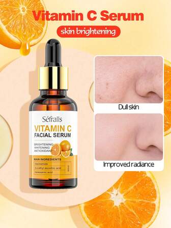 Sefralls 30毫升维生素C祛斑面部精华液 - 具有美白提亮功效，日常护肤精华液，适合所有肤质。