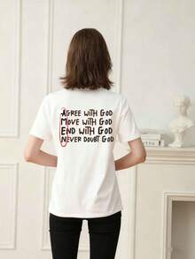 Tween Girl Casual Graphic Print Crew Neck Short Sleeve T-Shirt, Summer Top