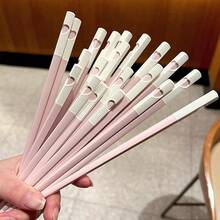 5双/10双粉色心形筷子，浪漫爱情设计餐具，9.45英寸，可放入洗碗机清洗，情人节、结婚纪念日的完美礼物 - 彩色 - 查看 2