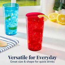 Cafe Break - Resistant Plastic 20oz Restaurant - Quality Beverage Tumblers Set of 16 in 4 Assorted Colors. - Surtido + 20 onzas líquidas (Juego de 16) - Ver 6