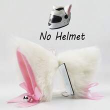 1 Pair Cute Motorcycle Helmet Cat Ears - Pink And Black, Multi-Color Plush Cat Ears With Adorable Bells And Bows, Detachable, Suitable For Motorcycle And Ski Helmets, Cute Riding Gear - Multicolor - View 14