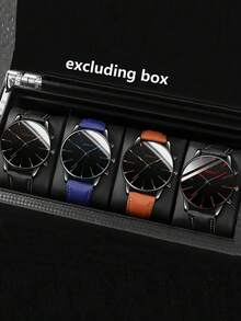 4pcs Luxury High-End Men's Quartz Watch, Zinc Alloy Strap And Leather Strap, Perfect Gift For School, Graduation Ceremony Or Any Occasion, Perfect For Brothers To Wear, Ideal Gift For Men - Suitable For Various Occasions To Wear