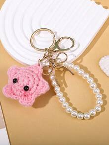 1 Pc Cute Star Keychain Handmade Crochet Kawaii Blush Star For Car Key Decor Adorable Purse Bag Charms Key Ring Accessories Perfect Pastel Gifts For Women And Girls Phone Accessories Personalised Gifts Funny Gifts - Multicolor - View 4