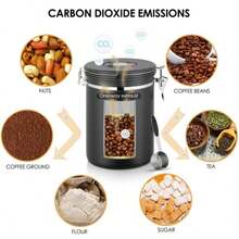 1 Heart-Shaped Stainless Steel Airtight Coffee Bean Storage Jar With Date Stamp Lid - 304 Grade Multi-Purpose Food Storage Container For Coffee, Tea, Cereals, And Dry Goods - Locks In Freshness And Keeps Brewing Records - màu đen - Xem 3