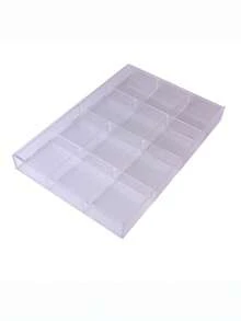 1个透明亚克力多格收纳盒，12个隔层，可作珠宝盒、发夹及配饰展示盒、手镯及手链收纳盒，也可用于卧室梳妆台抽屉收纳，是居家收纳的必备品，尤其适合秋冬季家居收纳整理。 - 白色 - 查看 5