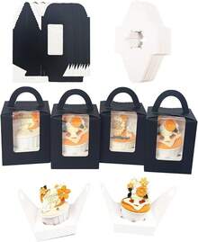 Bakepacker Auto-Up Individual Cupcake Boxes With Window 25 Count Pink Single Cupcakes Box 3.6 X 3.6 X 4.3inch Cupcake - 黑色 - 查看 3