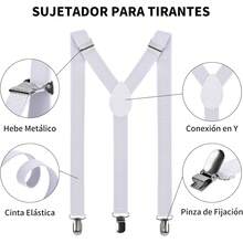Tirantes de los hombres, Set De Tirantes Sujetadores Y Moño Unisex, Set o Kit de Moño y Tirantes para Hombre, Tirantes de Clip Resistentes en Y Ajustables para Informal y Formal - AZUL - Ver 3