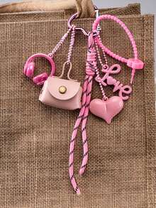 Yogodlns Fashionable Pattern Bag Charm With Decorative Tiny Bag Accessories Gift Accessories Headphone Bag Decor For Teen Girls Women College Students Bowtie Accessories Women Key Chain Charms Keyring Car Key Chain Travel Accessories - Multicolor - View 5