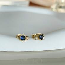 أقراط فاخرة للنساء من البلور الأزرق والأحمر - نحاس بطلاء معدني، مثالية لحفلات الزفاف والمناسبات - الذهبي - مشاهدة 6