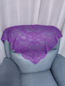 Véu triangular floral vintage elegante de 125 cm x 60 cm (1 peça), acessório romântico para casamento na igreja, xale versátil, lenço, capa de sofá, artesanato com acabamento decorativo em renda.