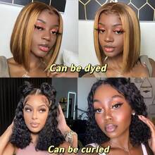 NARNI Bob Wig Human Hair Human Hair Lace Front Glueless Wigs Pre Plucked 13x4 Lace Front Wigs 12inch Straight Bob Frontal Wigs Bob Wigs Natural Black Color For Women Short Bob Wigs Pre Plucked With Baby Hair Glueless Wigs - Natural Black - Xem 9