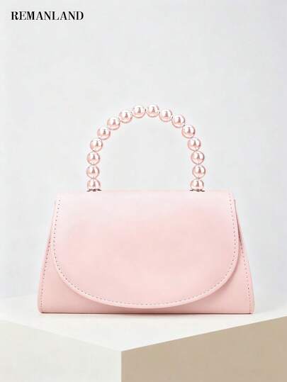 REMANLAND This Elegant And Charming Pink Women's Handbag Features A Pearl Handle And Is Made Of PU Material. It Can Be Used As An Evening Bag Or Party Bag, Suitable For Women Attending Parties, Weddings, Banquets, And Other Events. It's A Perfect Gift For Women Attending Parties, Weddings, Dances, And Banquets.