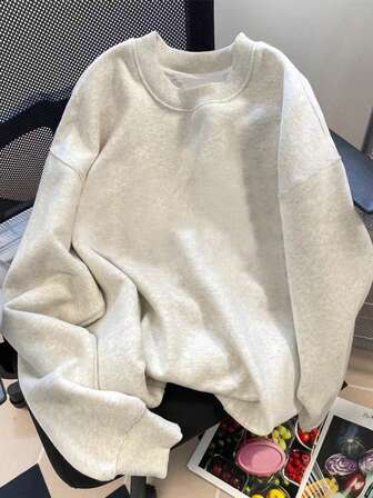 Ungdomslös söt rolig tryckt rund hals långärmad casual tröja, ljusgrå mönster tröja lämplig för tonårspojkar presenter