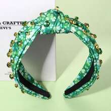 PHALIN St Patricks Day Headband For Women Green Lucky Shamrock Embellished Rhinestone Crystal Pearl Knotted Headband St Patricks Day Hair Accessories Irish Holiday Gifts (Shamrock 3) - ColorC - 查看 5