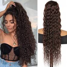 Ponytail Extension 24 Inch Long Deep Wave Hair Ponytail Drawstring Ponytail Synthetic Hairpiece For Women - Multicolor - View 12