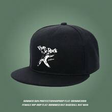 A cap with a "Vive le Rock" design in black, with a street fashion feel. snapback duck cap Baseball cap unisex graphic print large head around snapback cap low cap flat bill cap small head around breathable duckville cap baseball cap fashionable sports retro low cap haphop baseball cap visual snapback cap ball cap - ブラック - チェックする 4
