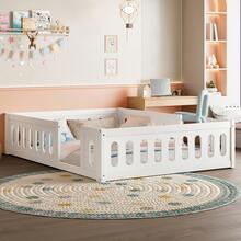 Wooden Platform Bed 140x200 With Railing, White