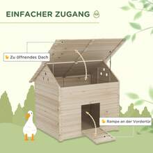 PawHut Duck House With Hinged Roof, Birdhouse With Raised Floor And Ramp At The Front Door, Duck Coop Made Of Pine Wood, 100 X 82.5 X 91 Cm On Site - 1 - View 4
