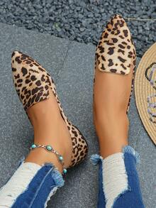Große Größen 35-45 Damen Spitzschuh Slip-On Ballerinas, neue Herbst Outdoor Alltags Lässig Loafer, modische weiche Boden Arbeits- und Fahrschuh Mokassins, vielseitige Flache Schuhe zum Kombinieren mit Kleidern - Hellbrauner Leopardenprint - Übersicht 3