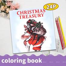 Christmas Treasure: Adult Coloring Book, Pearl Paper Cover, 7.9x7.9 Inches, 24 Pages Thick Painting Paper, Warm And Comfortable, Essential For Autumn/Winter, Suitable For Adults And Teenagers To Relieve Stress, Christmas, Thanksgiving, New Year Gifts, Party Gifts, Stationery, Sketchbook, Watercolor Book, Santa Claus, Room Decor - Christmas Treasure - View 19