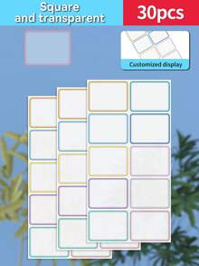 Customized 30/60/120/240/360/480pcs Transparent Waterproof Name Labels - White/Clear/Holographic/Rainbow Customized Stickers, Various Sizes Of Labels, Customizable Text,Office Decor