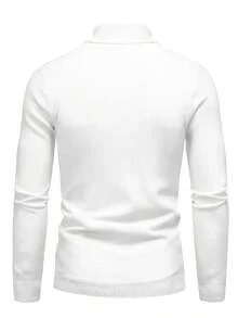 1pc Men's Casual Sports Comfortable Thermal Lined Turtleneck Sweater, Slim Fit, Suitable For Home And Outdoor Activities, Can Be Gifted To Couples, 100% Polyester Material, Available In Multiple Colors - White - View 4
