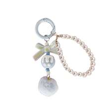 Faux Pearl Strings Bow-Shaped Colorful Pom-Pom Handcrafted Keychains Bag Pendants Cute Charm Accessories For Women And Girls, Adorable Handcrafted Trinket Charms For Back-To-School Bags, Keys, Purses, Phone Straps, Gifts And Stocking Stuffers, Festive Holiday Party Favors, Fall Winter Everyday Cute Details, Lightweight Decorative Bag Charms For Travel And Daily Use - Multicolor - View 7