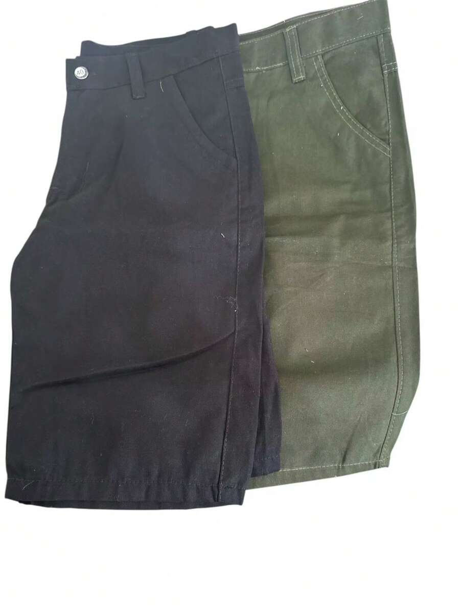 Kit 2 Men's Twill Bermuda Shorts - preto\verde - Xem 1