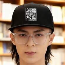 Black Charpad Hat with Illustration, Street Fashion, Cap with a Modern Design fashionable unisex small head around snapback cap low cap Baseball cap snapback cap duck cap low cap sports duckville cap graphic print breathable snapback large head around retro haphop baseball cap visual ball cap baseball cap flat bill cap - ブラック - チェックする 2