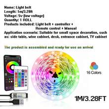 1PC Smart LED Light Strip,RGB LED Light Strip, Music Synchronization,USB Power Supply, With 24-Key Remote Control, Can Be Controlled By Application, Timer Setting, Music Mode, Suitable For Birthday Parties, Led Lights,Led Lights For Bedroom,Room,Led Strip Lights,String Lights,Ceiling Decor,Halloween Lights,
