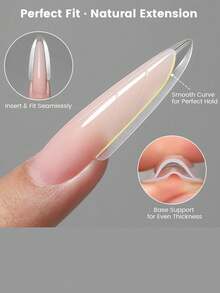 Zestaw 240 form do zdobienia paznokci w kształcie migdałów i okręgów, 15 rozmiarów, forma do przedłużania paznokci typu sandwich z liniami pomocniczymi, odpowiednia do przedłużania paznokci żelem - Przezroczysty - Zobacz 3