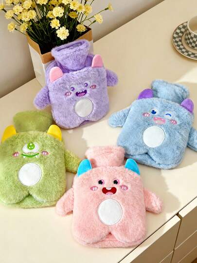 1 PIEZA Bolsa de agua caliente con diseño de dibujos animados, cálida en invierno, mangas de peluche suaves y cómodas, tapa desmontable, fácil de usar, útiles escolares, como regalo para la oficina, la familia, viajes de negocios y viajes, Navidad, Año Nuevo y Acción de Gracias, una gran opción para amigos o uso personal