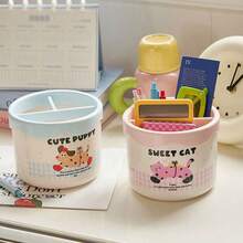 Multifunctional Makeup Organizer Box, Desk Storage Pen Holder Trash Can Divided Compartments For Lipstick, Eyeshadow, Brushes - Multicolor - View 7