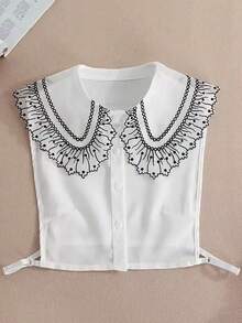 1 pezzo di colletto finto per camicia da donna con pizzo in chiffon funzionale e effetto traforato - Multicolore - Visualizzare 11