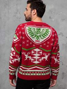 Suéter masculino de Natal, suéter vermelho com estampa de rena, novo estilo 2025